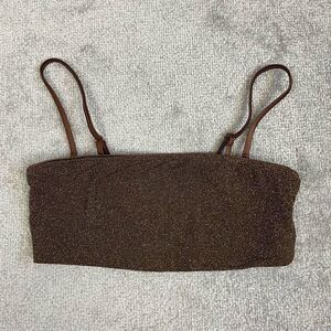 Good American Women’s Size 2 Medium Sparkle Band Top Gold Metallic Bandeau NWOT